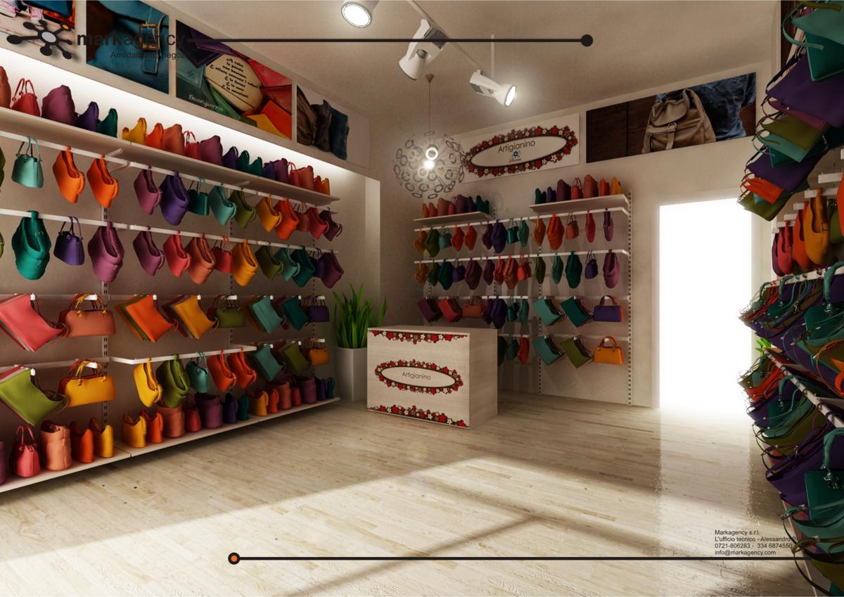 Foto 2 scaffali economici per negozio borse