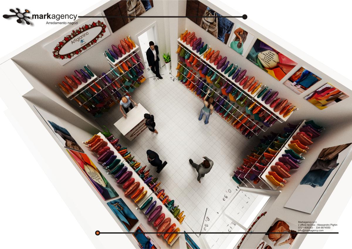 Foto 5 scaffali economici per negozio borse