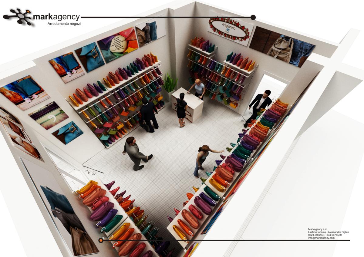 Foto 6 scaffali economici per negozio borse