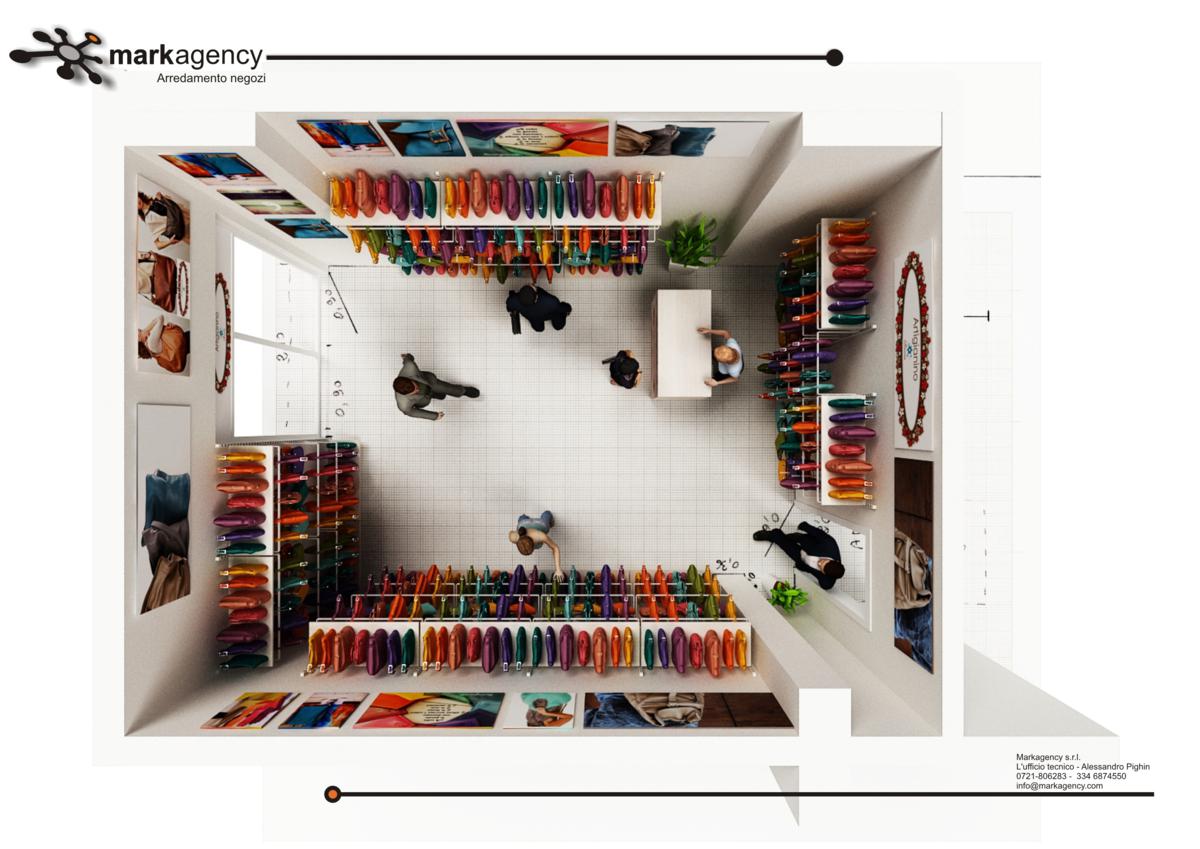 Foto 7 scaffali economici per negozio borse