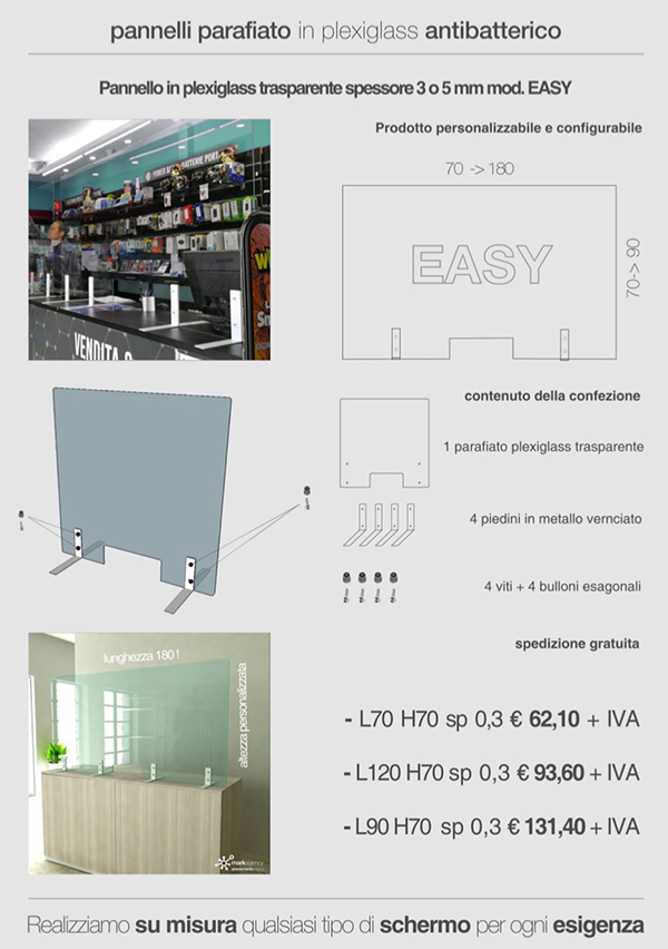 Pannello in plexiglass 3mm- 5mm modello EASY