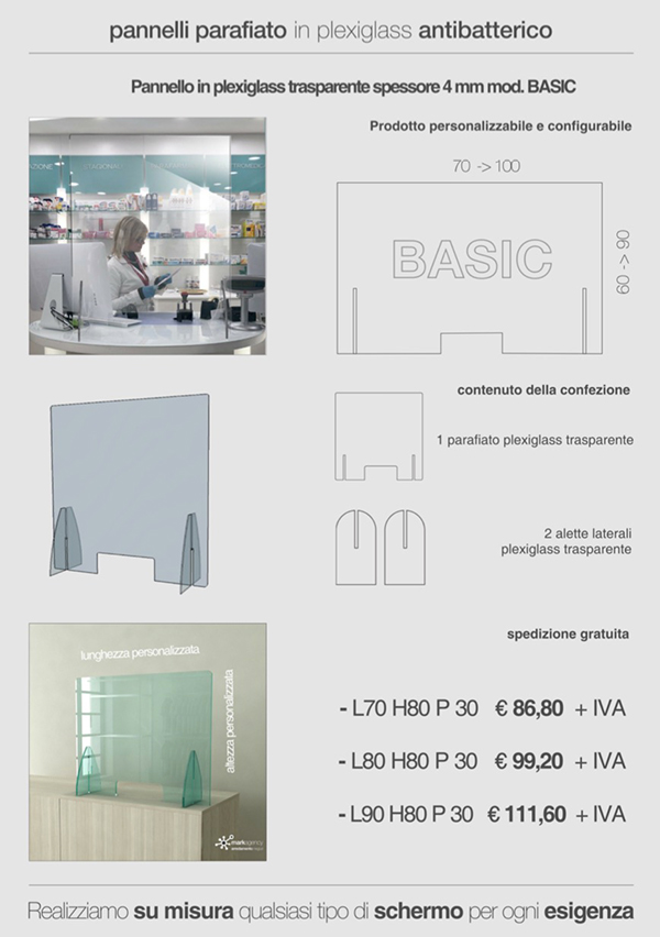 Pannello in plexiglass 4mm modello BASIC